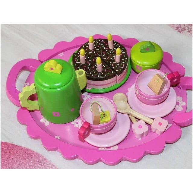 Free Shipping Kids Tea Set Combination Children Wooden Toy with Lovely Small Square Table Fancy Simulation Play House Girl‘s Toy