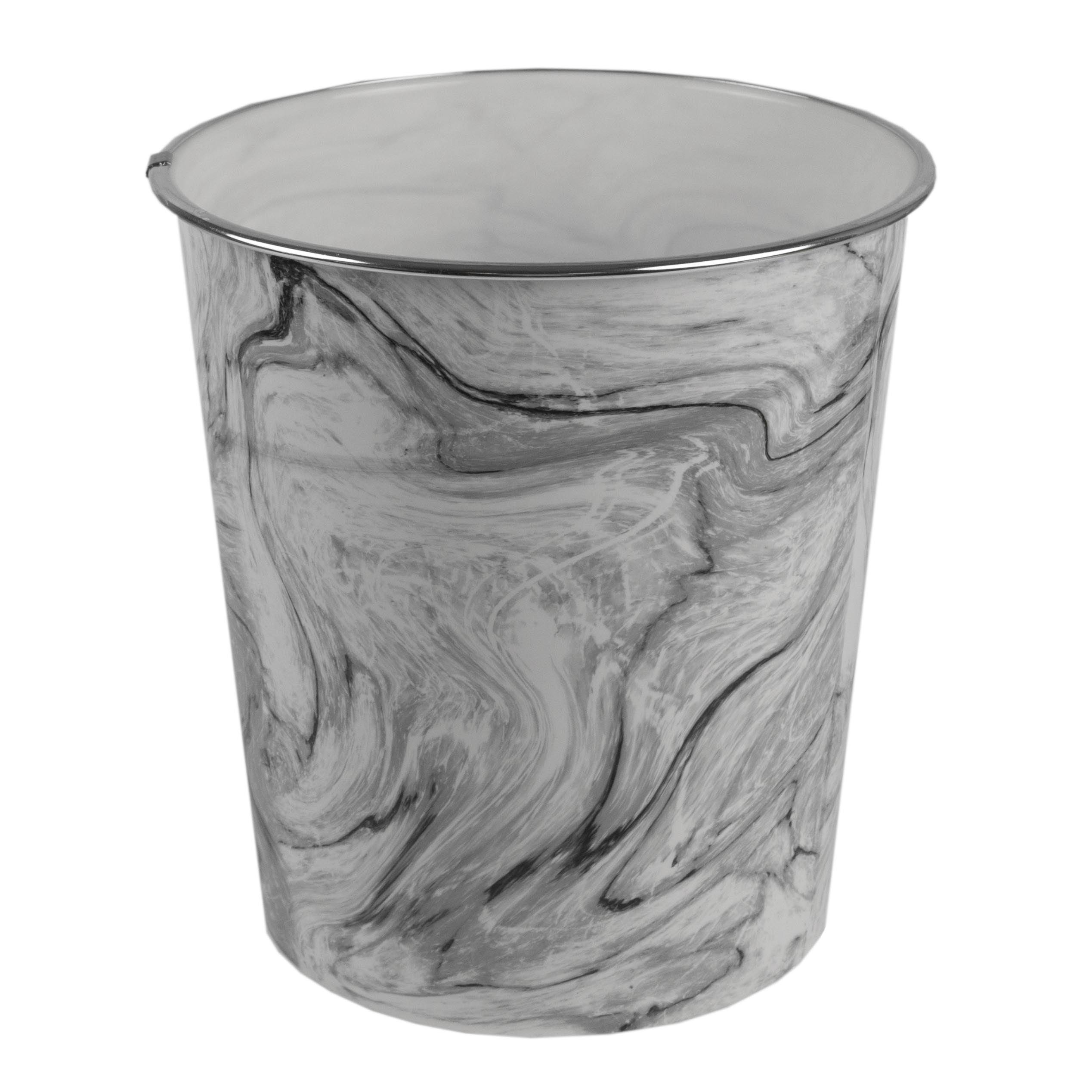 Home Basics Marble Plastic 5 Liter Waste Bin, Black