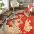 thumbnail image 4 of Chinese Japanese Red Dragon Area Rug Rectangle Area Rug, Soft Rug for Entryway & Hallway, Durable, Kid & Pet Friendly, Boho Chic Accent Rug, Colorfast Print, Long‑lasting, 4 of 6