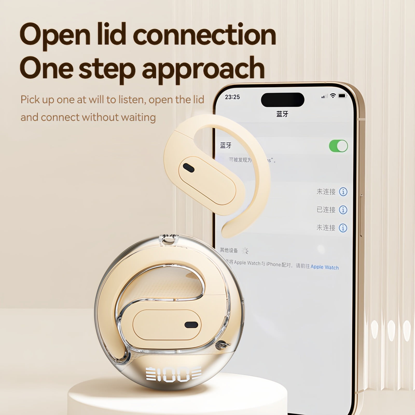 CHENRUIDA Out Of Ear Open Headphones Outside The Ear Wireless Bluetooth Ows Over The Ear Outside Bone Conduction Skin Tone For Workout/Running