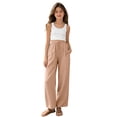 thumbnail image 6 of Posijego Teens Girls Wide Leg Pants Drawstring High Waisted Cotton Linen Pants Summer Beach Vacation Palazzo Pants with Pockets, 6 of 9