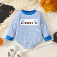 thumbnail image 2 of Staki Baby Boy Christmas Outfit Oversized Sweatshirt Romper Sweater Romper Bodysuit One Piece Outfit Newborn Santa Sweater Bodysuit(Blue,6-12 Months), 2 of 9