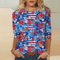 thumbnail image 4 of JOANKDMI Women's American Flag Shirts 3/4 Sleeve 4th of July Independence Day Crew Neck Tops Patriotic Holiday Festival Fashion T Shirts, 4 of 7