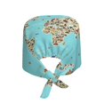 thumbnail image 2 of Kdxio World Travel Line Icons Map Pattern Turban Hat for Women Men Comfortable Adjustable Cleaning Working Cap with Sweatband, 2 of 8
