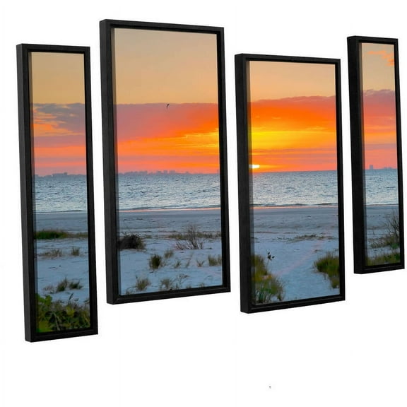 ArtWall Steve Ainsworth "Sanibel Sunrise IV" 4-Piece Floater Framed Canvas Staggered Set