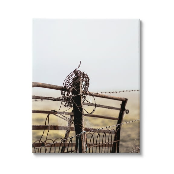 Stupell Industries Rural Meadow Fence Barbed Wire Countryside Photography Photograph Gallery Wrapped Canvas Print Wall Art, Design by Leah Straatsma