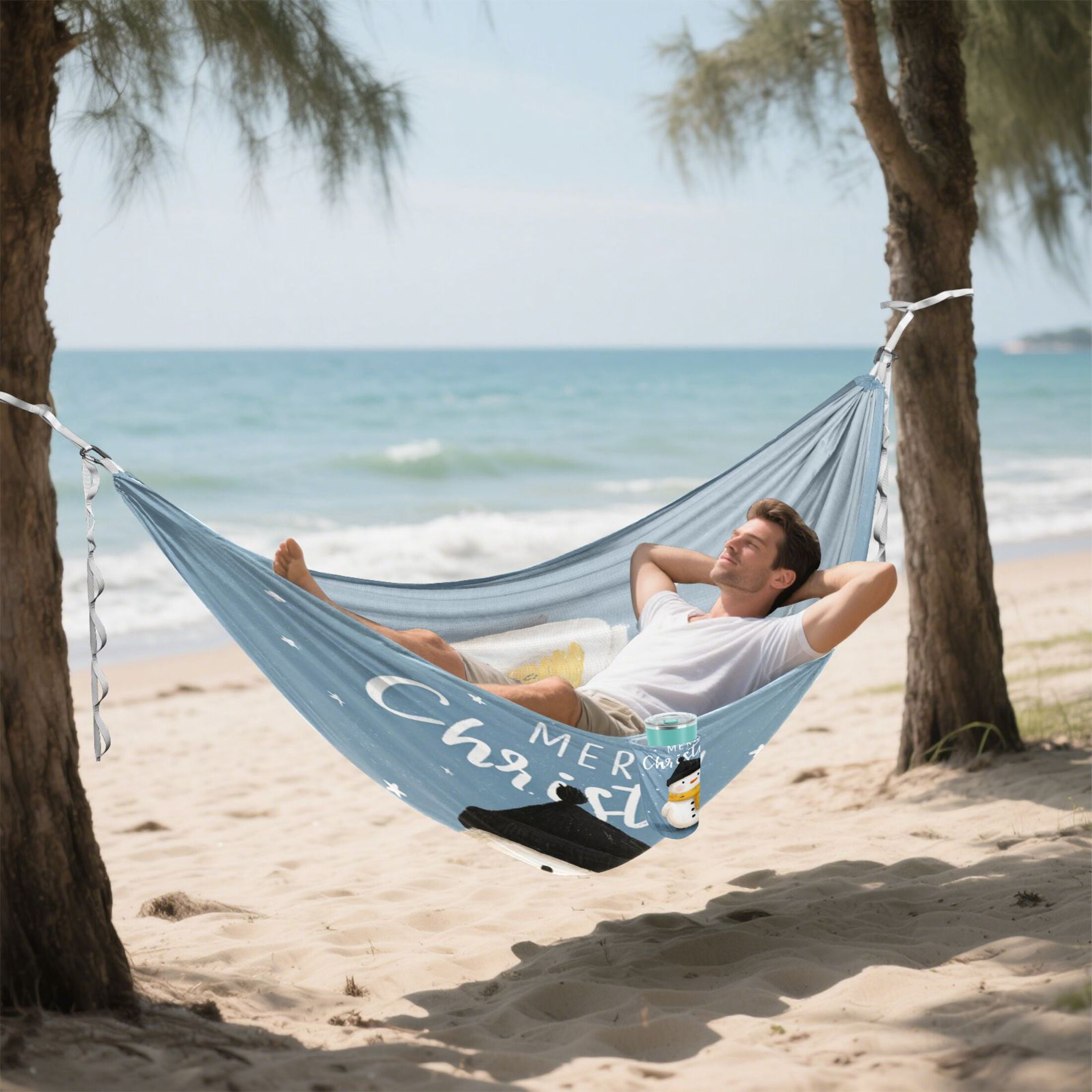 Hammock Camping Hammock Nylon Portable Hammock Travel Camping Hammock White Christmas Snowman