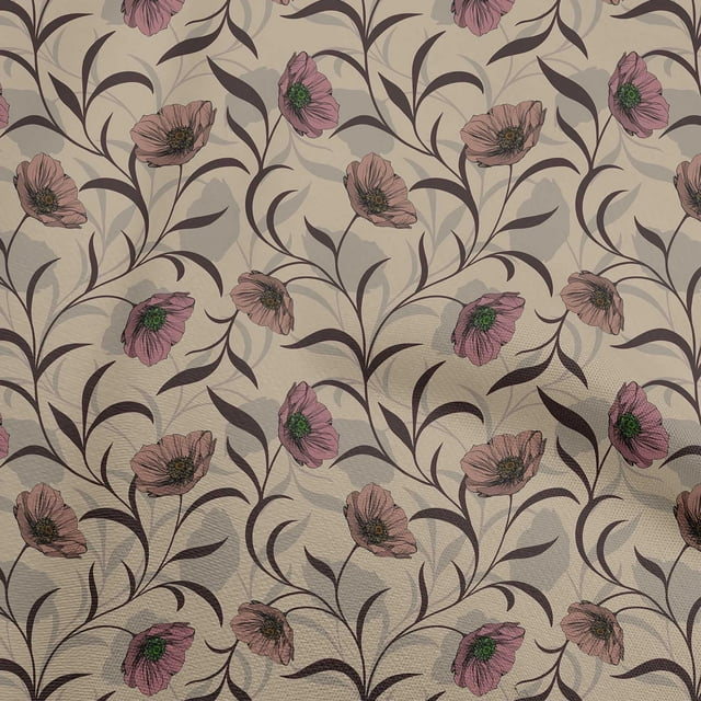 oneOone Velvet Brown Fabric Florals Sewing Material Print Fabric By The Yard 58 Inch Wide