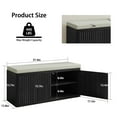 thumbnail image 4 of Pusnapku 37" Fluted Shoe Storage Bench, Wood Bench Seat with 2 Doors, Shelves, Cushion, Modern Hidden Shoe Storage for Hallway, Entryway, Living Room, 4 of 10