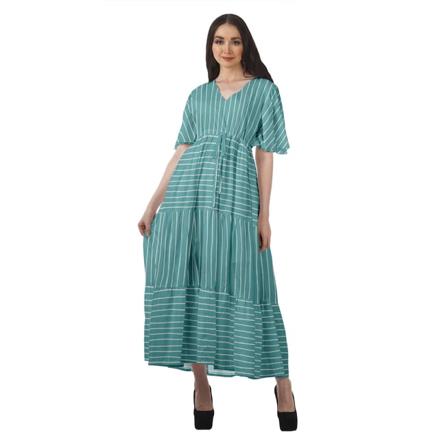 Moomaya Robe d'Été Décontractée en Coton Slub Imprimé pour Femmes, Robe de Cocktail