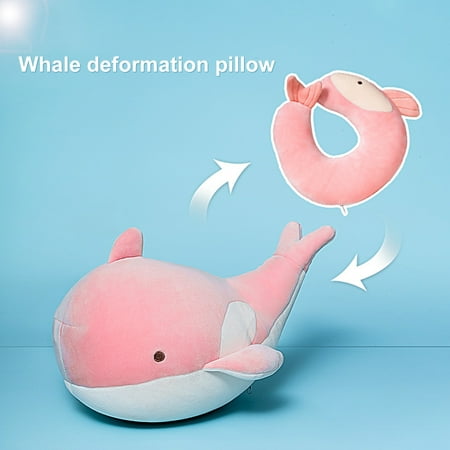 

Ludlz Throw Pillow Changeable Ultra Soft Dual Purpose Protect Neck 2 in 1 Cartoon Animal Shape U-shaped Pillow for Plane