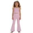 thumbnail image 4 of shoper Girls Uniform Pants Kids Girl High Waisted Stretchy Flare Dress Pant Bell Bottom Yoga Leggings Preppy Clothes Light Pink, 4 of 4