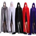 thumbnail image 2 of Bewildely Capa con capucha de Halloween Capa larga de terciopelo Disfraces de cosplay Capa larga de unisex Kits de decoración para fiestas, 2 of 6