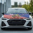 thumbnail image 2 of Uorisanigo Car Hood Cover Hippie Frog American Flag Car Bonnet Banner for Cars SUV Sedan Removable Stretch Hood Wrap Cloth Front Hoods Protection Covers Easy to Install Auto Accessories, 2 of 7