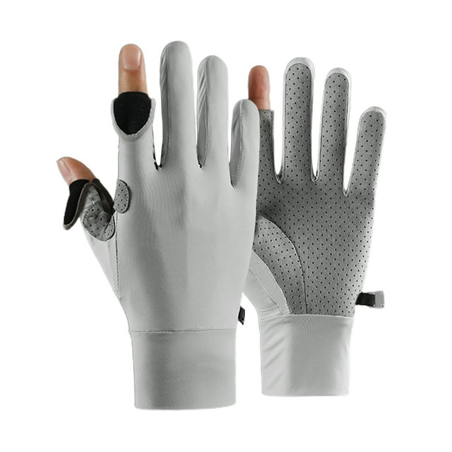 Guantes para el sol Seda de hielo Protección UV Guantes de pesca Antideslizantes Transpirables Guantes con 2 dedos cortados para hombres Verano Pesca al aire libre Correr Ciclismo YUNYI BRAND Deportes