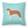 thumbnail image 2 of Carolines Treasures BB3799PW1818 Borzoi Russian Greyhound Checkerboard Green Fabric Decorative Pillow, 2 of 5