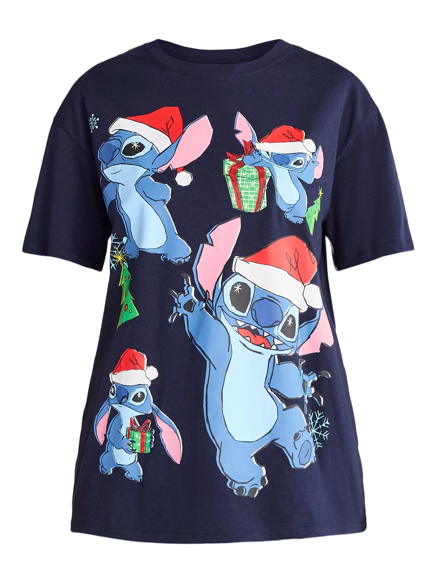 Disney Stitch Women's Christmas Graphic Tee, Sizes XXS-XXL