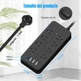 thumbnail image 2 of 12 en 1 Regleta Multicontacto Extension USB, con 8 Salidas CA y 4 Puertos USB (1 USB C), Enchufe/Conector Multiple, 1.5M Extension Electrica, para Dormitorio, Casa, Dorm, Oficina (Negro, 2 of 8