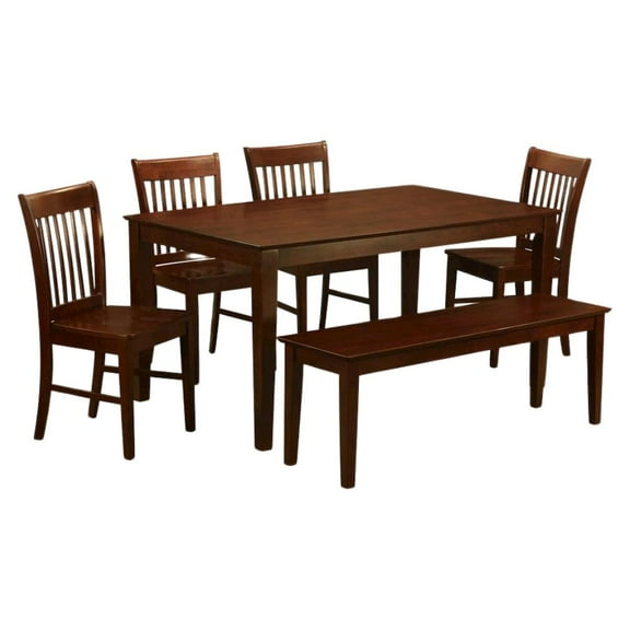 FurniFact Solid Wood Dining Table with Chairs and Bench, Kitchen Set for 6 People