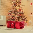thumbnail image 2 of Deeceymbur Red Christmas Tree Storage Bag with Wheels Tear Resistant Polyester Rolling Suitcase Style Carrier Dust Protection, 2 of 7