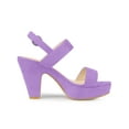 thumbnail image 3 of BLISSFUL STEP Women's Platform Heels Chunky Heel Slingback Open Toe Sandals Purple 7.5, 3 of 8
