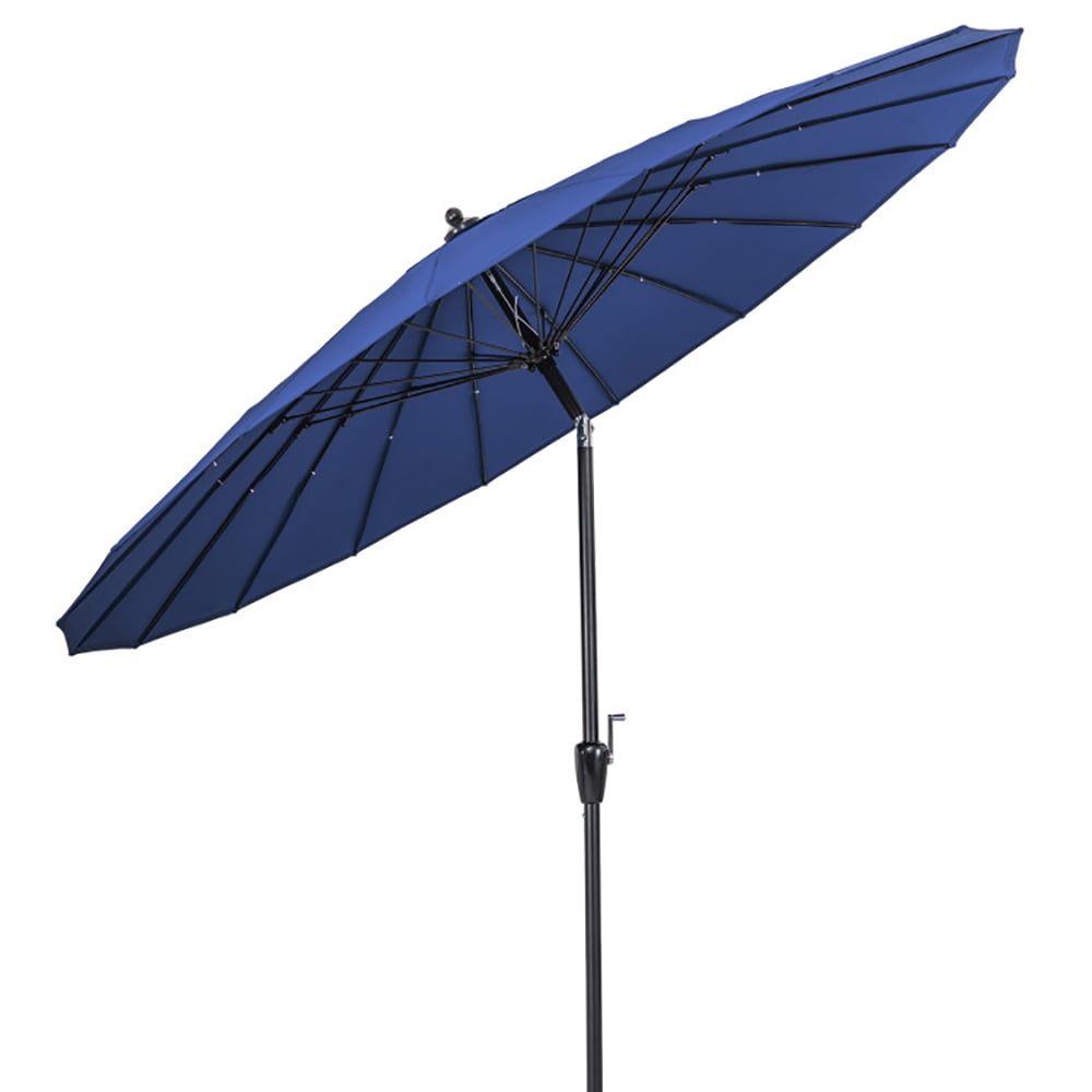 Aimee Lii 9 Feet Round Patio Umbrella with 18 Fiberglass Ribs, Sunbrella Patio Umbrellas, Navy Aimee Lii 9 Feet Round Patio Umbrella with 18 Fiberglass Ribs, Sunbrella Patio Umbrellas, Navy