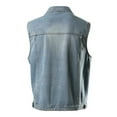 thumbnail image 4 of Donemore Men's Distressed Denim Jacket Single-Breasted & Lapel Pockets Coat with Metallic Buttons American Retro Workwear Style., 4 of 6