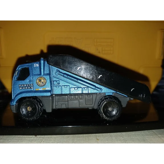 Matchbox Car Carrier Rollback, Public Works, Blue, loose, 1/64