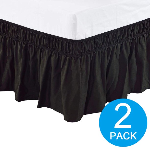 Bed Skirts for Twin/Queen Beds 15" Drop, Elastic Dust Ruffles Easy Fit