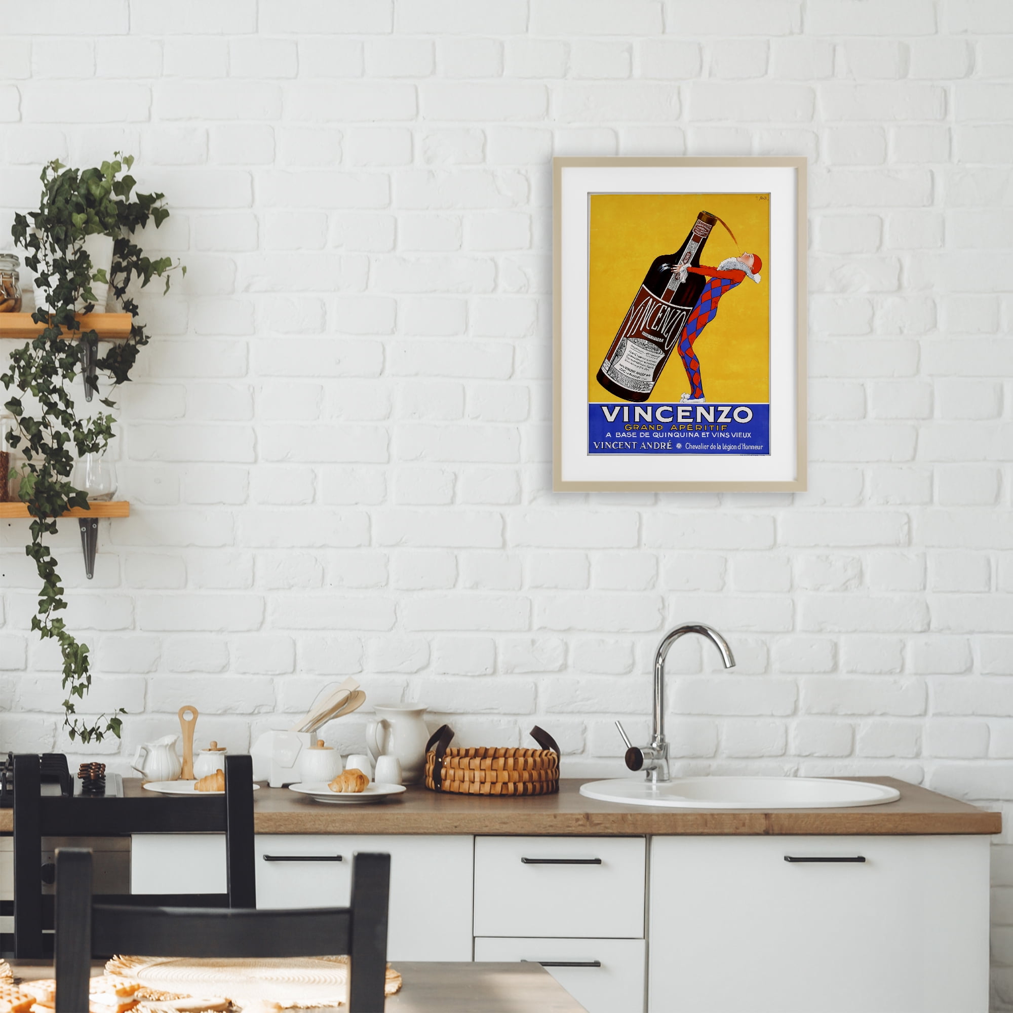 Stupell Industries Vincenzo Vintage Wine Birch Framed Print Under Glass, design by Vintage Posters