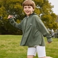 thumbnail image 2 of Kids Lightweight Hooded Sun Shirt, Boys Girls UPF 50+ Sun Protection Jacket, Breathable Anti-UV Summer Outdoor Coat(Dark Green1,7-8 Years), 2 of 3