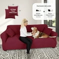 thumbnail image 2 of Housse Extensible Élastique pour Canapé 4 Places, 1 Pce (Rouge Bourgogne, Très Grand), 2 of 6