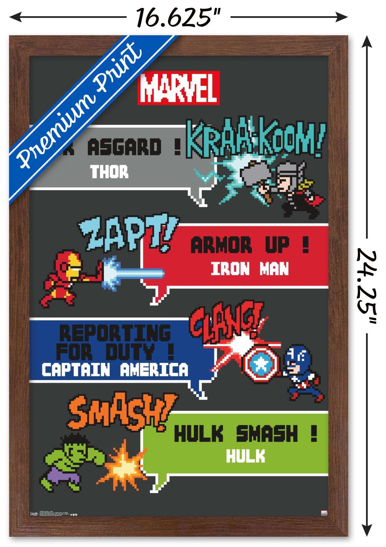 Marvel Comics - Avengers - 8 Bit Wall Poster, 14.725" x 22.375", Framed