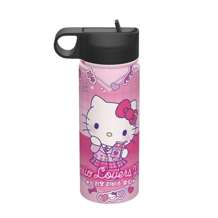 

Hello Kitty 18oz Sports Insulated Kettle With Straw Drinking Cup Water Bottle Stainless Steel Kettle Portable Cup For Gym Outdoor Sports