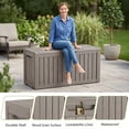 thumbnail image 7 of MINDYES 85 Gallon Deck Box, Waterproof UV Resistant Outdoor Storage Box for Garden Backyards, Light Brown, 7 of 7