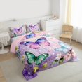 thumbnail image 3 of Castle Fairy Flying Gradient Butterflies 2Pcs Bedding Comforter Set,Abstract Ombre Watercolor Twin Comforter Sets,Dreamy Princess Breathable Bedding Set,Luxury Bedroom Decor, 3 of 8