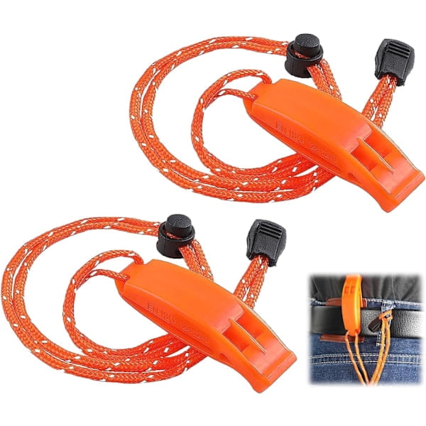 Sifflets avec Lanière Réfléchissante, Lot de 2 Sifflet d'Urgence, Sécurité Extérieure, Survie, Randonnée, Alpinisme, Navigation et Signalisation