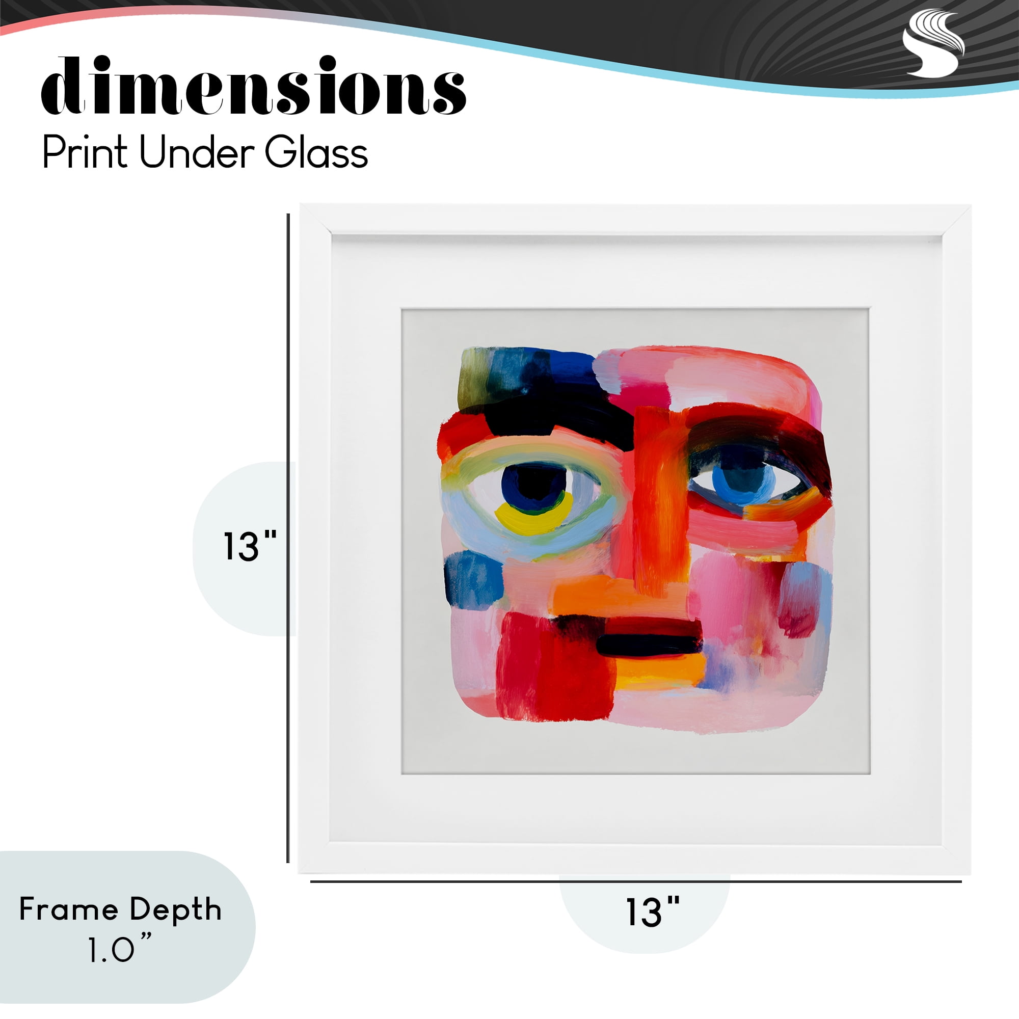 Stupell Industries Cubist Gaze in Vivids White Framed Print Under Glass, design by Chromatic Storm Studio
