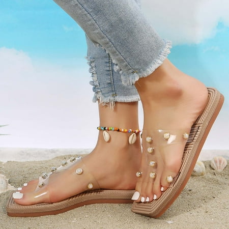 

Boho Slide Sandals for Women Girls Dressy Low Wedge Thong Sandals Casual Toe Ring Flat Sandals Cute Summer Bohemian Travel Flip Flop Sandal Shoes