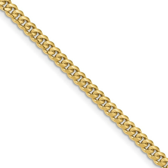 Auriga Fine Jewelry 10K Yellow Gold 3.5 mm Solid Miami Cuban Chain Necklace for Women 18"