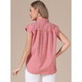 thumbnail image 3 of DARING DIVA Women's Gingham Top Work Cap Sleeve Vintage Plaid Button Down Shirts S Red, 3 of 6