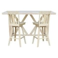 thumbnail image 2 of 3-Piece Bar Height Solid Wood Dining Set with 72" x 28" Table and 2 Splat Back Swivel 30 in. Seat Height Bar Stools - Unfinished, 2 of 7
