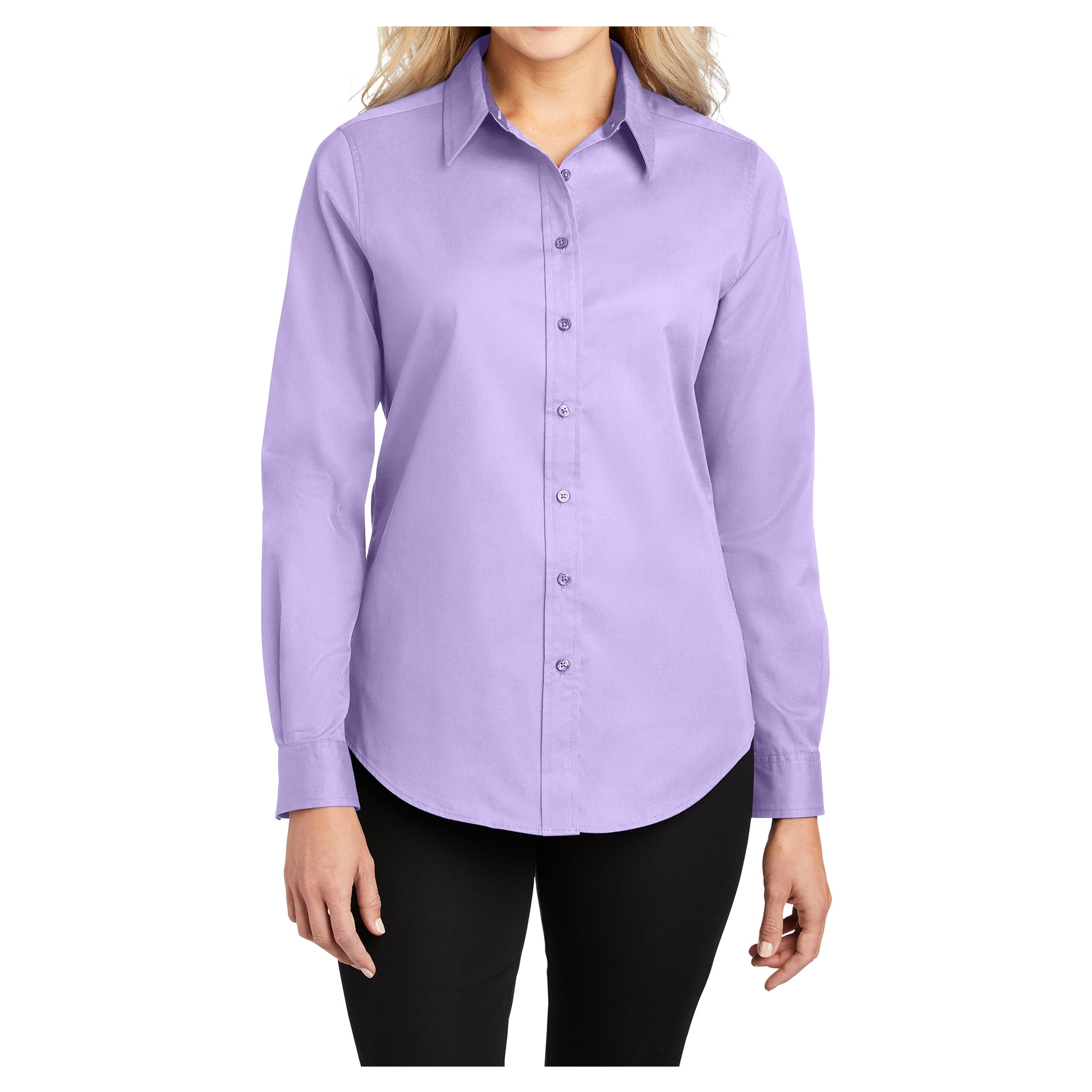 Mafoose Womens Long Sleeve Easy Care Shirt Bright Lavender M - Walmart.com