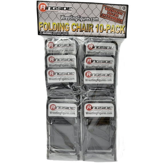 (Black) 10-Pack of Folding Chairs - Ringside Exclusive Ringside Collectibles Wrestling Action Figure Accessories