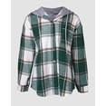 thumbnail image 6 of ChicMe Jackets for Women Plaid Hooded Long Sleeve Casual Shacket Lightweight Fleece Lined Coat Green-S, 6 of 9