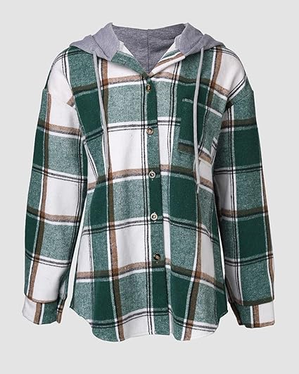 ChicMe Women's Plaid Hooded Shacket with Fleece Lining photo 5
