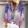 thumbnail image 2 of Camiseta de manga larga estampada con cuello en V informal suelta para mujer a la moda Pompotops  gfhjh5262, 2 of 6