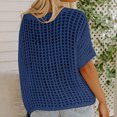 thumbnail image 6 of Daiosportswear Womens Summer Scoop Neck Short Sleeve Sweater Casual Crochet Hollow Out Knit Tops Pullover Shirts Beach Coverup,Women'S Cover-Up Navy XL(XL), 6 of 6