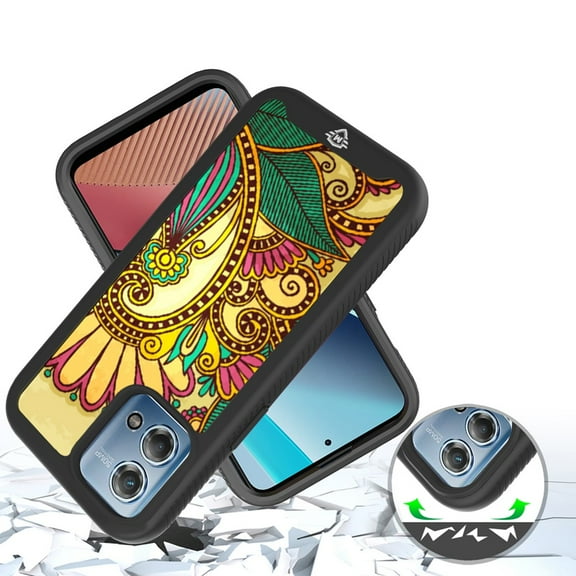 Designed for Motorola Moto G 5G 2023 Exotic Design Fashion Hybrid Dual Layer Rugged Bumper Frame Hybrid Shockproof TPU Phone Case Cover [Antique Flower]