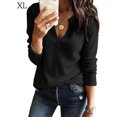 thumbnail image 4 of Guardurnaity Camiseta de mujer Blusa casual de manga larga con cuello en V de color sólido Prendas para la parte del cuerpo Negro SG Guardurnaity AP003436-04, 4 of 6